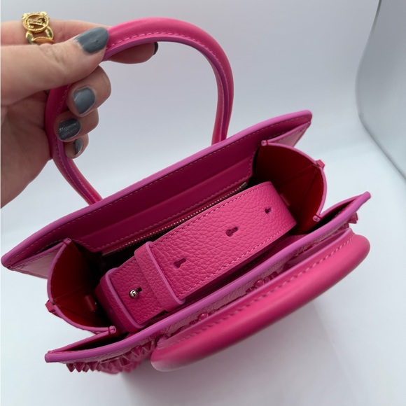 Christian Louboutin Vibrant Pink Studded Crossbody Bag - Picture 3 of 10